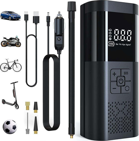 Mini Compressore Aria Portatile Auto Moto Gonfiatore Bici Elettrico con Batteria Auto e Moto/Cerchioni e pneumatici/Accessori e parti/Compressori portatili Zencoccostore - Formia, Commerciovirtuoso.it