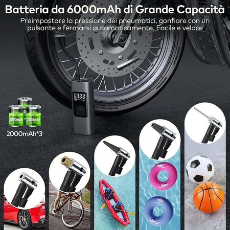 Gonfiatore portatile per pneumatici, pompa dell'aria senza fili per pneumatici per auto con Gonfiatore portatile per pneumatici, pompa dell'aria senza fili per pneumatici per auto con