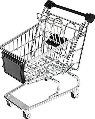 Mini-Contenitore-Carrello-Per-La-Spesa-In-Acciaio-Cromato-E-Plastica-Nera-Mm-135-X-135-X-90