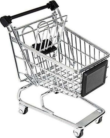 Mini-Contenitore-Carrello-Per-La-Spesa-In-Acciaio-Cromato-E-Plastica-Nera-Mm-135-X-135-X-90