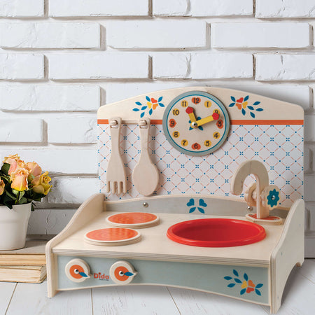 Mini Cucina Giocattolo In Legno - Azzurro in Legno Gioco per Bambini Dida
