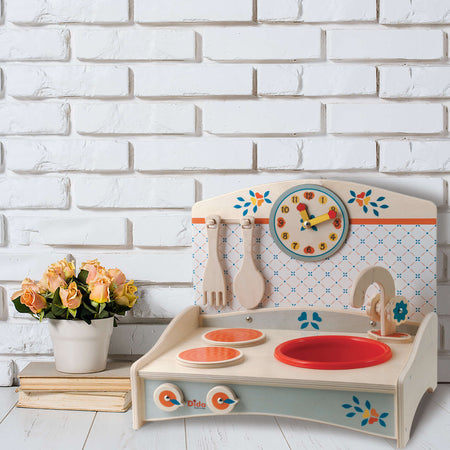 Mini Cucina Giocattolo In Legno - Azzurro in Legno Gioco per Bambini Dida