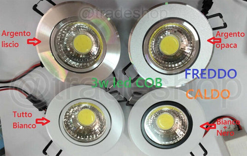 MINI FARETTO COB A LED DA INCASSO 3W LUCE FREDDA CALDO CON ALETTE CARTONGESSO  Trade Shop italia - Napoli, Commerciovirtuoso.it