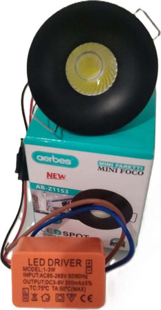 Mini-Faretto-LED-COB-3W-NERO-incasso-a-molle-cartongesso-Punto-luce-Spot-fisso-240Lm-220V-ip20