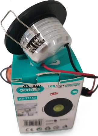 Mini-Faretto-LED-COB-3W-NERO-incasso-a-molle-cartongesso-Punto-luce-Spot-fisso-240Lm-220V-ip20