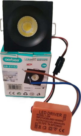 Mini-Faretto-LED-COB-3W-NERO-incasso-a-molle-cartongesso-Punto-luce-Spot-fisso-240Lm-220V-ip20