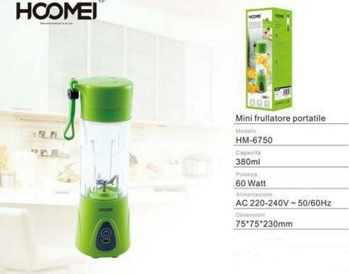 Mini Frullatore Portatile Frutta Verdura 0,38 Ml 60 Watt Cucina Hoomei Hm-6750 Casa, arredamento e bricolage > Elettrodomestici > Frullatori Trade Shop italia - Napoli, Commerciovirtuoso.it