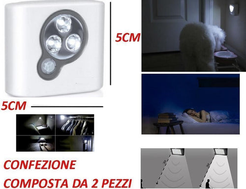 MINI LAMPADA PUNTO LUCE A BATTERIA A LED CON SENSORE DI MOVIMENTO PIR SICUREZZA  Trade Shop italia - Napoli, Commerciovirtuoso.it