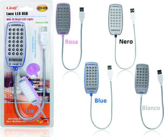 Mini Luce Bianca Lampada Usb Flessibile 28 Led 1.5w Notebook Pc Lettura Led-828 Illuminazione/Illuminazione per interni/Lampade/Lampade da tavolo e abat-jour Trade Shop italia - Napoli, Commerciovirtuoso.it