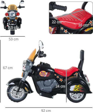 Mini-Moto-Elettrica-per-Bambini-da-37-72-Mesi-3-Ruote-Batteria-6V-PP-Ferro,-Velocità-2.5KM/h,-92×53×67cm-GB6370-009GB6