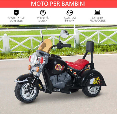 Mini-Moto-Elettrica-per-Bambini-da-37-72-Mesi-3-Ruote-Batteria-6V-PP-Ferro,-Velocità-2.5KM/h,-92×53×67cm-GB6370-009GB6