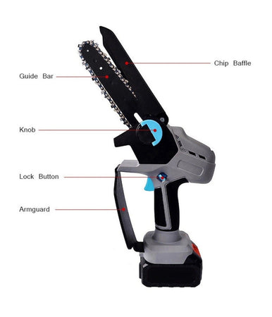 Mini Motosega A Doppia Batteria 20v 5ah Tagliarami Elettrica Elettrosega 6"