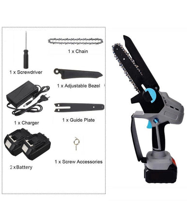 Mini Motosega A Doppia Batteria 20v 5ah Tagliarami Elettrica Elettrosega 6"