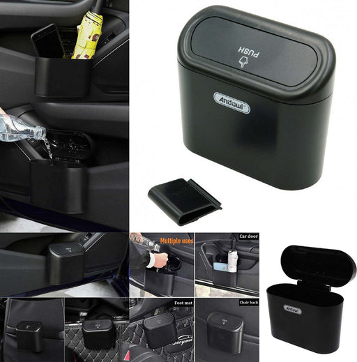 Piccolo Portaspazzatura Per Auto Con Coperchio A Pressione - 550ml, Nero, Per Interni Auto E Casa