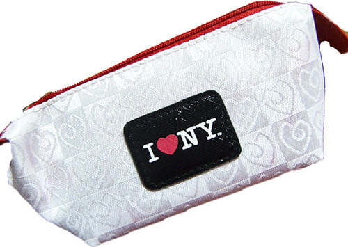 Mini-Pochette-Astuccio-Portachiavi-con-Zip-I-love-New-York-Colore-Bianco