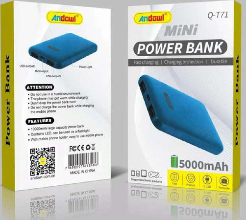 Mini Power Bank 5000mah Q-t71 Caricatore Ricarica Rapida Portatile 2 Porte Usb Elettronica/Cellulari e accessori/Accessori/Caricabatterie/Caricabatterie a induzione Trade Shop italia - Napoli, Commerciovirtuoso.it