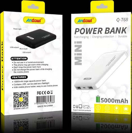 Mini Power Bank Capacit? 5000mah Q-t68 Portatile Ricarica Rapida 2 Porte Usb Elettronica/Audio e video portatile/Accessori/Accessori per lettori MP3/Caricabatterie/Caricabatterie wireless Trade Shop italia - Napoli, Commerciovirtuoso.it
