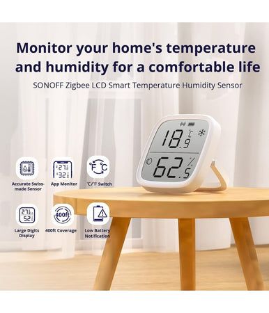 Mini Sensore Temperatura Umidità Termometro Igrometro Display Lcd Sonoff Snzb-02d