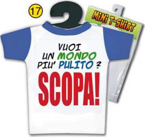 Mini T-Shirt Vuoi Un Mondo Più Pulito? Scopa! Gadget per Adulti 4885-17 Salute e cura della persona/Erotismo e contraccezione/Sex toys/Gadget per addio al nubilato e al celibato Kondorama - Martinsicuro, Commerciovirtuoso.it