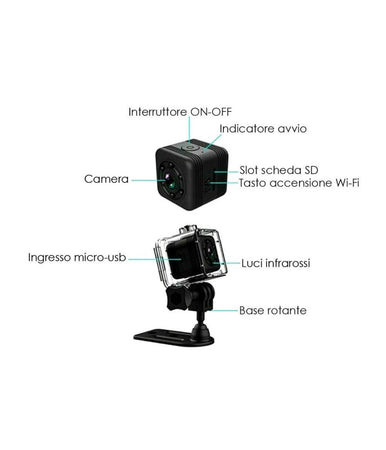 Mini Telecamera Sport Spia Sq29 Wifi Sub Ip Sensore Movimento Waterproof