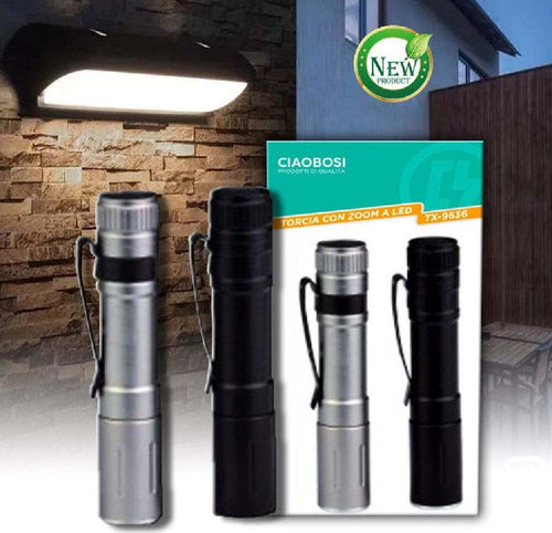 Mini Torcia Con Zoom A Led Tx-9636 A Batterie Compatta Con Custodia In Metallo Fai da te/Sicurezza e protezione/Torce/Torce elettriche portatili (standard) Trade Shop italia - Napoli, Commerciovirtuoso.it