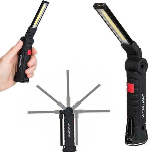 Mini-Torcia-Led-Cob-Luce-Bianca-Rossa-Batteria-Ricaricabile-Base-Calamitata-Gloriashoponline