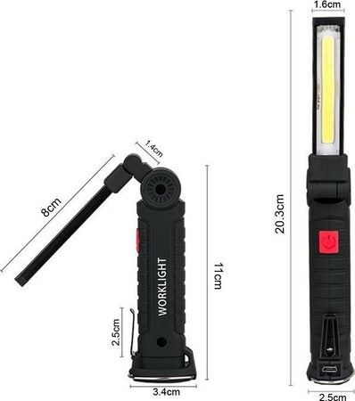 Mini-Torcia-Led-Cob-Luce-Bianca-Rossa-Batteria-Ricaricabile-Base-Calamitata-Gloriashoponline