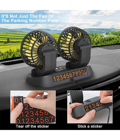 Mini Ventilatore Elettrico Auto Portatile Ruotabile 2 Teste Suv Camper Camion 12v