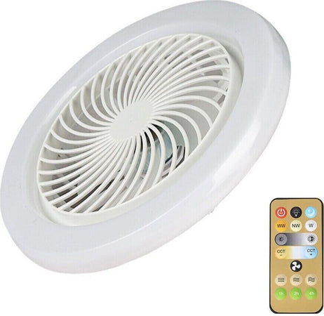 Mini-ventilatore-lampada-led-E27-dimmerabile-3-COLORI-LUCE-30W-con-telecomando-26cm
