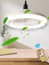Mini-ventilatore-lampada-led-E27-dimmerabile-3-COLORI-LUCE-30W-con-telecomando-26cm