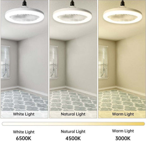 Mini-ventilatore-lampada-led-E27-dimmerabile-3-COLORI-LUCE-30W-con-telecomando-26cm