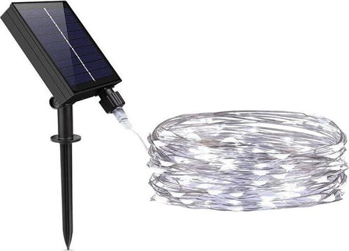 Minilucciola-Bianca-100-Led-Catena-Luminosa-10-Mt-Luci-Natalizi-Pannello-Solare-Universo