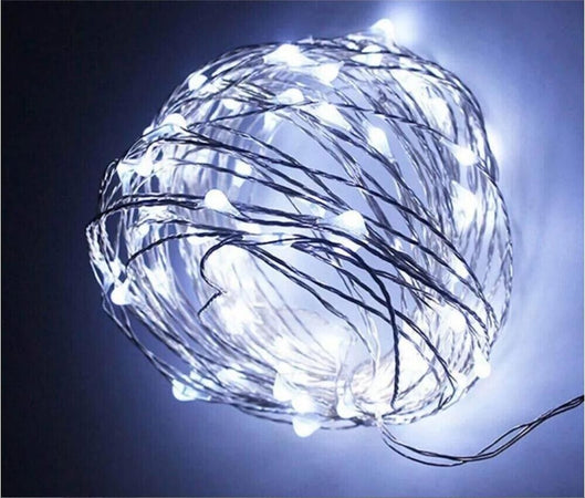 Minilucciola-Bianca-100-Led-Catena-Luminosa-10-Mt-Luci-Natalizi-Pannello-Solare-Universo