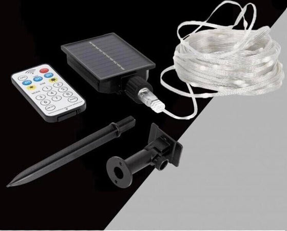 Minilucciola-Bianca-100-Led-Catena-Luminosa-10-Mt-Luci-Natalizi-Pannello-Solare-Universo