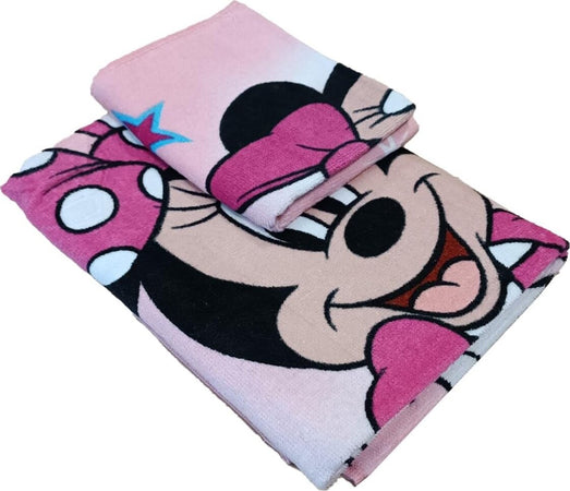 Minni-Set-2-Asciugamani-Bagno-Ufficiali-Disney-Asciugmano-Viso-+-Asciugamano-Ospite