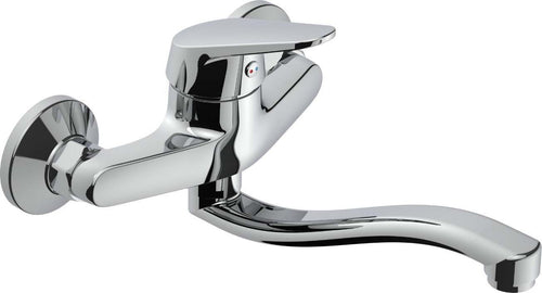 Miscelatore-A-Muro-Milano-Plus-in-Ottone-Lavello-Cucina-con-Erogazione-Orientabile