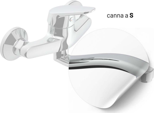 Miscelatore-A-Muro-Milano-Plus-in-Ottone-Lavello-Cucina-con-Erogazione-Orientabile