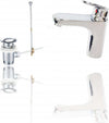 Miscelatore-Bagno-Lavandino--52954-Piletta-Scarico-Filtro-Fisso-Doppio-Foro