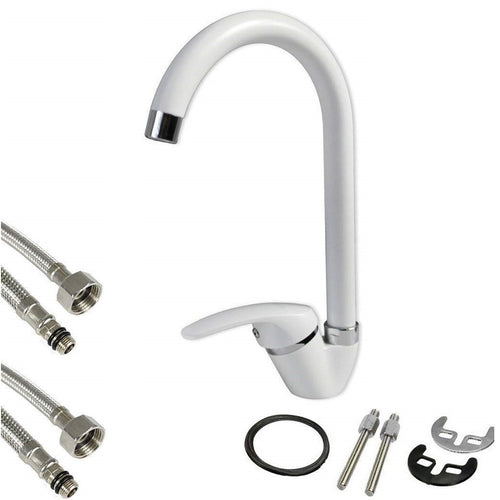 Miscelatore Canna Alta Bianco  52942 Doppio Foro Monocomando Rubinetteria