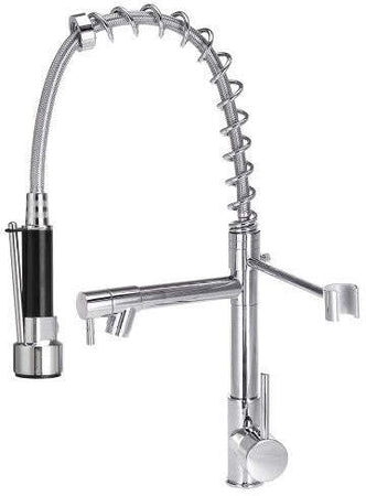 Miscelatore Cucina Alta Pressione Rubinetto con Doccetta Estraibile Monocomando Ottone Cromo