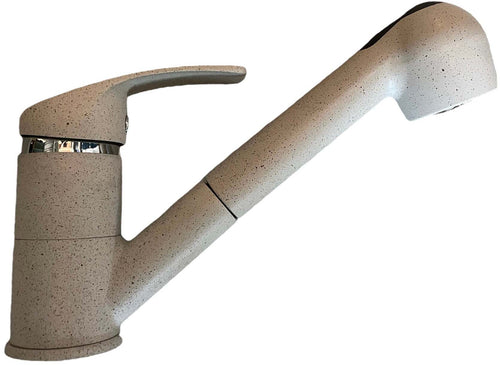 Miscelatore cucina colore marmo beige/bianco, con doccia estraibile