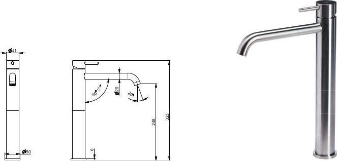 Miscelatore-in-acciaio-inox-versione-alta-per-lavabo-senza-scarico-di-Tubico-Nilo