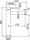 Miscelatore lavabo alto in acciaio inox