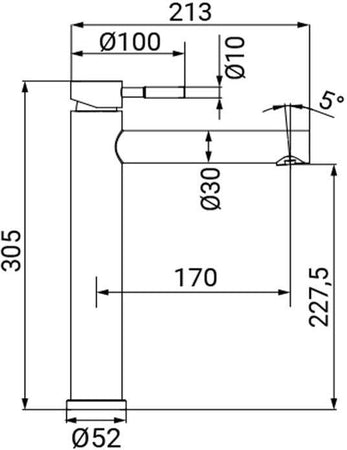 Miscelatore lavabo alto in acciaio inox