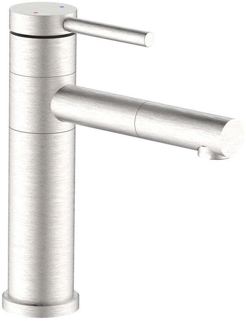 Miscelatore lavabo con bocca girevole acciaio inox