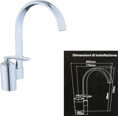 Miscelatore Lavello Acciaio 52326 Lavandino Monocomando Canna Alta Rubinetteria Rubinetti Bagno Trade Shop italia - Napoli, Commerciovirtuoso.it