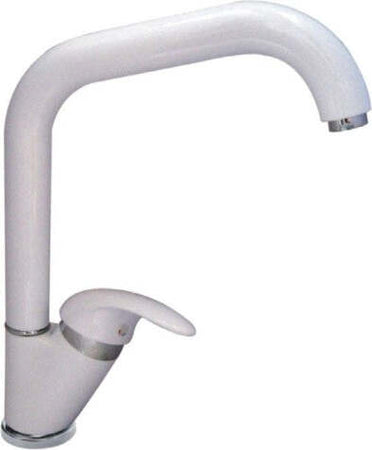 Miscelatore-Lavello-Canna-Quadrato-Bianco-Lavandino-Lavello-Cucina-Mono-comando