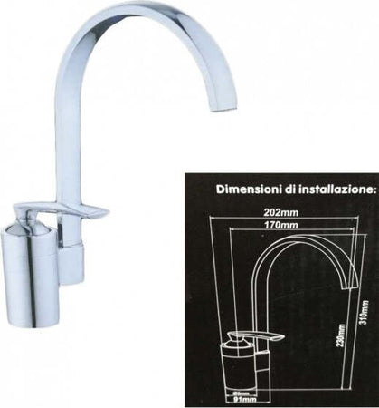 Miscelatore-Lavello-In-Acciaio-Per-Lavandino-Cucina-Monoforo-Monocomando