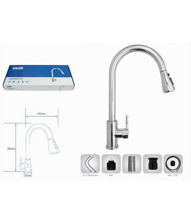 Miscelatore Per Cucina Rubinetto Con Doccetta Estraibile Monocomando Cromato 79570