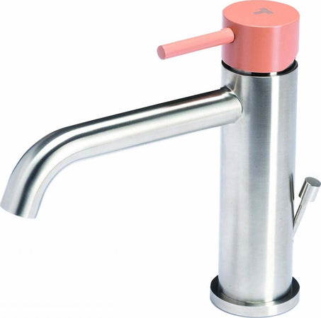 Miscelatore-per-lavabo-con-scarico-e-maniglia-colorata-di-Tubico